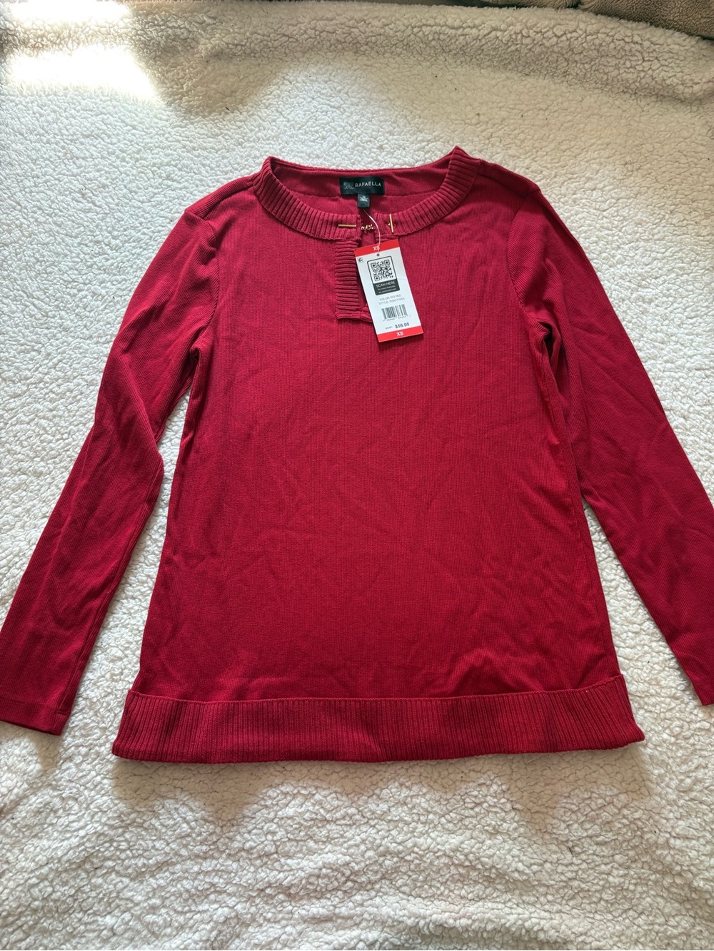 Women's Red Long-Sleeve Pullover Sweater